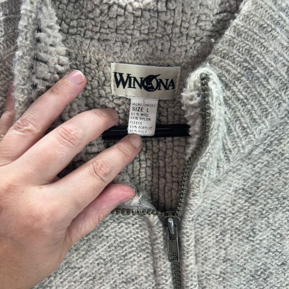 Gorpcore Wool Sherpa Zip Vest L Gray Outdoorscore Cozycore Rugged Neutral Warm - Picture 7 of 7